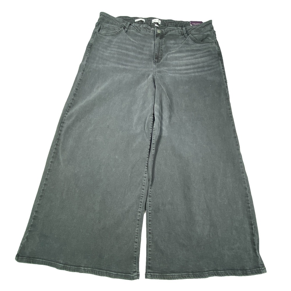 Ava Viv Jeans Womens 26 Wide Leg Stretch High Rise Flare No Gap Waist‎ Denim NEW